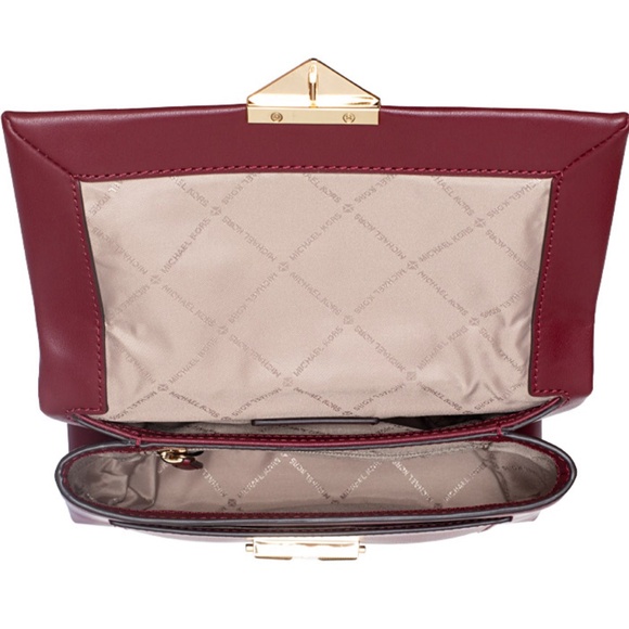 MICHAEL KORS CECE MEDIUM FLAP POCKET SHOULDER CROSSBODY BAG DARK CHERRY - Picture 5 of 6